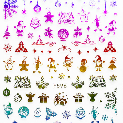 Qs 5d Laser Gold And Silver Nail Sticker Holographic Self-adhesive Foils Diy Nail Art Decoration 