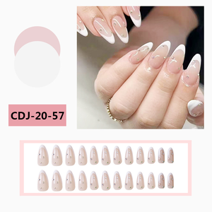24 <span class=keywords><strong>Uñas</strong></span> Postizas de Precio de Fábrica, Punta Francesa, Degradado, Manicura, Longitud Media, Removibles, Hechas a Mano - Product Image 2