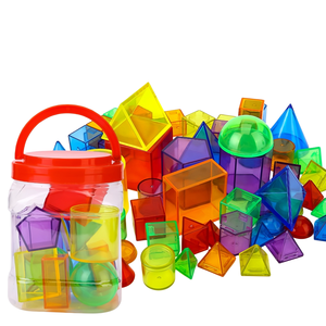 Kit d'apprentissage des formes géométriques en plastique transparent pour enfants, aide pédagogique en mathématiques, blocs solides 3D, manipulatives transparentes pour la salle de classe - Product Image 1