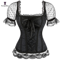 Corset en satin pour femme grande taille, style princesse classique et élégant, avec fermeture éclair Y2K au dos, bustier à lacets et dentelle à pois
