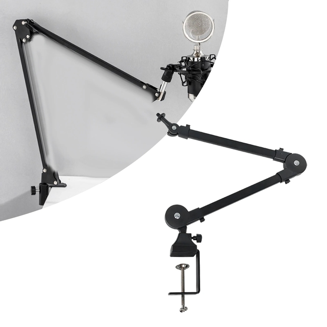 Microphone Boom Arm Mic Stand Desk Mounted 360 Rotation Sturdy Universal for Video Gaming Studio Audio Mic Stand Accessories