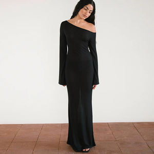 Fashion <b>Women</b> Off Shoulder Asymmetrical Neck Flare Sleeve Long <b>Dress</b> Slim Fit Waist <b>Sexy</b> Bodycon <b>Dress</b> - Product Image 6
