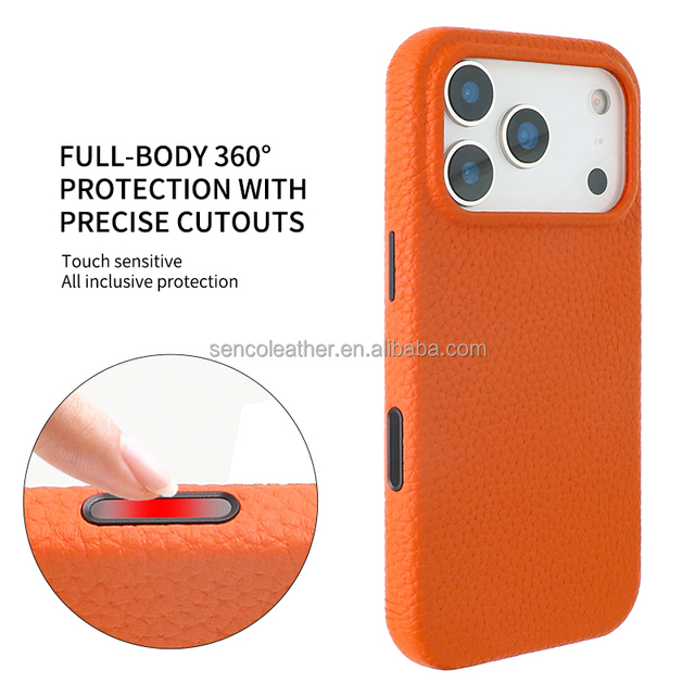 High Quality Litchi Texture Cowhide Case for iPhone 17 18 Pro Max Duo Shockproof Luxury Leather Back Cover
