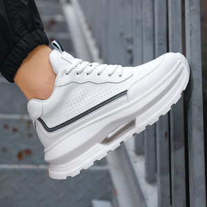 Chaussures de sport Torre à semelle épaisse avec rehaussement interne invisible de 8 cm, doublure en maille, blanches, printemps-automne, nouveau style rétro, décontractées et polyvalentes - Product Image 5