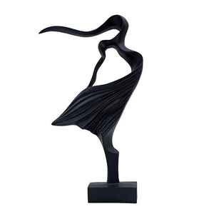 Sculpture abstraite moderne en résine noire inspirée des mouvements gracieux de la danse, forme artistique fluide, parfaite pour la décoration intérieure de luxe. - Product Image 1