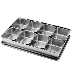 Stainless Steel Spice Box Spice Storage Box Set Condiment Storage Box 8 Compartments