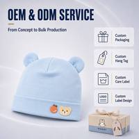 Bonnet pour bébé nouveau-né avec oreilles d'ours, étiquette personnalisée, vente en gros, prêt à être expédié, bonnet chaud et doux pour l'hiver, bonnet de qualité pour nourrissons