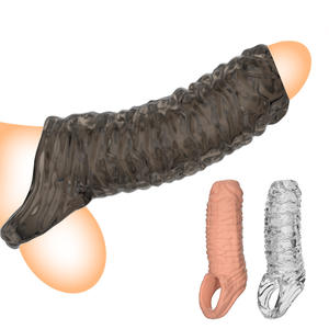 Penis Mouw Met Schroefdraad Herbruikbare Vergrotende Mouwen Dik, Realistisch Siliconen Zachte <span class=keywords><strong>Cock</strong></span> Sheath Seksspeeltjes Voor Heren Vergroter Singel Ring - Product Image 2