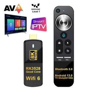 쿼드 코어 듀얼 와이파이 미디어 플레이어 RK3528 SOC 2gb 램 16gb 롬 BT 5.0 와이파이 6 4K 8K TV 스틱 안드로이드 13 스마트 안드로이드 TV 스틱