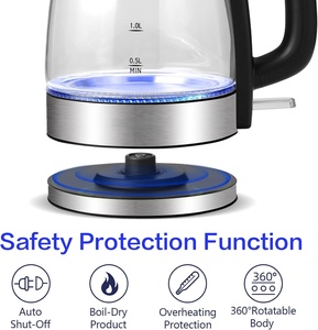 Bouteille d'eau chaude électrique sans fil en verre de haute qualité 1500W, classe énergétique A+, >2.0L, contrôle numérique de la température, automatique - Product Image 6