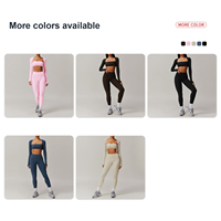 Veste à glissière à manches longues personnalisée taille haute leggings de levage de la hanche costume de sport femmes Gym course collants de fitness 3 pièces ensemble de yoga