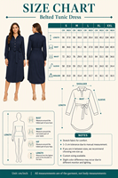 Robe Tunique Ceinturée à Col Rond et Manches Longues 260 GSM pour Femme, Longueur Genou, Idéale Bureau et Affaires, Opaque, Logo Personnalisé, OEM, Vente en Gros