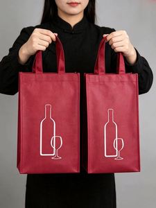 Bolsa de Regalo para Vino al por Mayor, de Tela No Tejida, para Una o Dos Botellas, con Impresión de Logotipo, para Eventos Promocionales - Product Image 3
