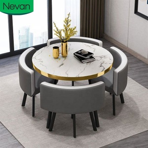 Muebles de sala de estar moderno de lujo precio al por mayor esquina pequeña de madera negro redondo cuadrado comedor mesa de ordenador conjunto 4 sillas - Product Image 1