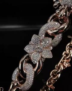 Collier à maillons de chaîne cubain multicolore lourd de 14mm en plaqué or blanc personnalisé - Product Image 3