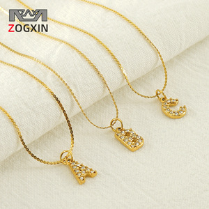 Zogxin Letter Necklace Gold Plated With Diamonds Women's Fashion Pendant Simple Style Thin S Chain - Product Image 1