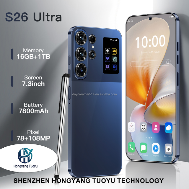 S26 Ultra 16G+1TB Android 15 7.3 Inch Celulares Large Screen LTE Cellular Smartphone Global 5G Cell Phones Credit Card Supported
