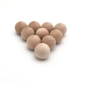 Boules de cercle en bois massif de hêtre sans trou perles bricolage artisanat fournisseurs échantillon en bois non fini décoration jouets en bois sac Opp