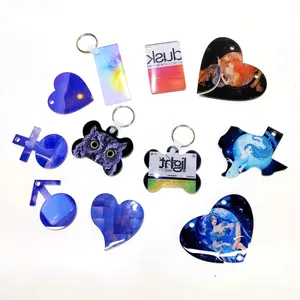 Porte-clés en plastique de sublimation de charme acrylique écologique, porte-clés personnalisé en acrylique