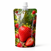Pochette souple personnalisée pour snacks aux baies, sachet d'emballage souple à fond plat avec bouchon à vis pour l'emballage alimentaire et des boissons