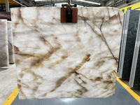 Brésil Cristallo Luminescence quartzite Panneaux muraux en marbre translucide Carreaux de sol modulaires rectangulaires pour la conception du salon