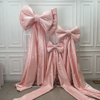 SMOOTH Custom Light Pink Shimmering Events Giant Bow Wedding Backdrop Decoration Party Supply Backdrop Sets