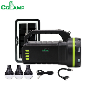 Clamp xách tay năng lượng mặt trời dẫn đèn pin với đài phát thanh loa <span class=keywords><strong>mini</strong></span> năng lượng mặt trời hệ thống điện Kit cho vườn cảnh quan Đường ứng dụng - Product Image 1