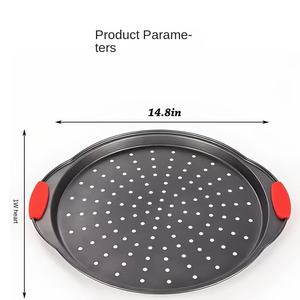 Plat <span class=keywords><strong>à</strong></span> pâtisserie en acier au carbone <span class=keywords><strong>perforé</strong></span> antiadhésif avec poignée, plat <span class=keywords><strong>à</strong></span> pizza et <span class=keywords><strong>à</strong></span> <span class=keywords><strong>tarte</strong></span>, ensemble de 2 pièces DW-2012S - Product Image 2