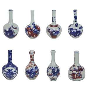 Florero pequeño pintado a mano de Jingdezhen, diseño decorativo para el hogar, paisaje de Fénix, guerreros, Bogu, azul y blanco - Product Image 1