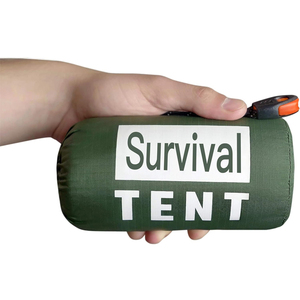Camping d'urgence Tube Tente survie en plein air Portable PE Tente Abri Vert Abri - Product Image 2