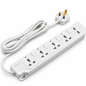 Enchufe múltiple duradero de diseño personalizado, enchufe universal de extensión de 4 entradas y 4 salidas con 2 puertos USB - Product Image 1