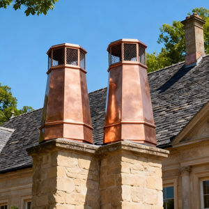 Tapa de <span class=keywords><strong>Chimenea</strong></span> Resistente a la Intemperie, Hecha a Mano, de Cobre Grueso, Octogonal Cónica, Tamaño Personalizado para Techos de Villas de Lujo - Product Image 5