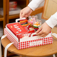 Boîte d'emballage rigide transparente XIYU pour service de thé de l'après-midi, boîte à desserts et pâtisseries haute à quatre compartiments avec options de logo personnalisé