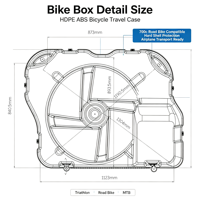 Boîte de transport rigide pour vélo OEM en HDPE et ABS, sans démontage de la poignée, compatible avec les vélos de route 700c, valise de transport aérien pour triathlon
