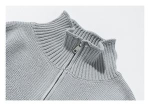 Mens Heavyweight Large Size Cardigan Old Money <b>Aesthetic</b> Winter Languid Luxe Vibe Oversized Stand Collar 100% Polyester Knit <b>Top</b> - Product Image 2