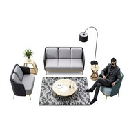 Ensemble de canapés sectionnels Chesterfield modernes, durables et élégants en tissu, avec éponge haute densité pour hôtels, espaces publics et bureaux commerciaux