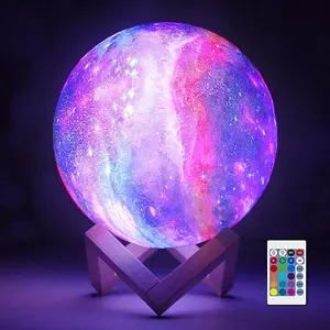 Round Earth Moon Touch Light Usb Recarregável 3d Moon Lamp 16 Cores Led Night Light Com Controle Remoto Para Decoração de Casa