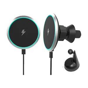 15W Fast Charging Strong Magnet Smart Dashboard Air Vent Mount Magnetic Wireless Car Charger for Iphones