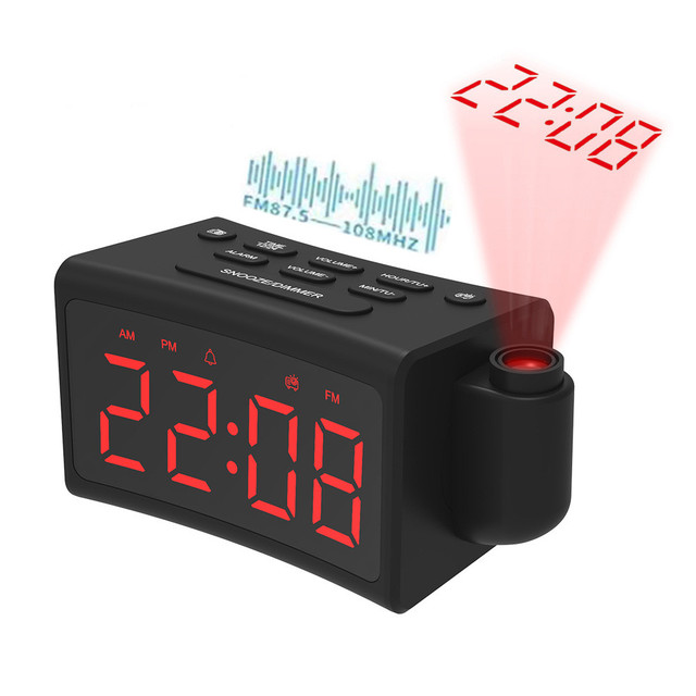 Vofull FM Radio LED Digital Smart Alarm Clock Speaker Bed Projection Alarm Clock FM Radio with USB Port