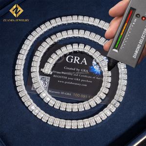 Chaîne de tennis en diamant moissanite baguette en cluster, style hip-hop de luxe pour femme, personnalisée, certifiée GRA, en argent sterling S925 - Product Image 1