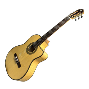 Guitarra Clásica Flamenca Personalizada de Madera Maciza de Alta Calidad, Material de Chapa, Modelo de 39 Pulgadas con Esquina Faltante en Madera de Abeto y Ciprés - Product Image 1