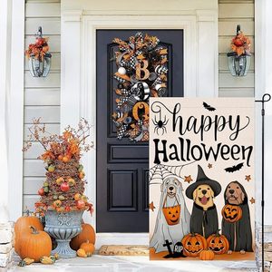 Tùy Chỉnh Ngoài Trời Hạnh Phúc Halloween Con Chó Bí Ngô Vườn Cờ 12X18 Hai Mặt Cho Bên Ngoài Vàng <span class=keywords><strong>Retriever</strong></span> Mùa Thu Mùa Thu Phù Thủy Hat Trang Trí Nội Thất - Product Image 4