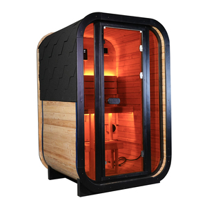 Sauna miniature carré moderne pour 1 à 2 personnes, extérieur, imperméable, en cèdre rouge/pruche, chauffage électrique, vapeur sèche, utilisation en entrepôt, spa - Product Image 2