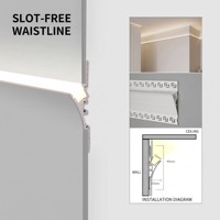 Profilé LED en aluminium sans cadre pour cloison sèche, encastrable pour plafond courbé, canal de rétroéclairage indirect mural, boîtier d'éclairage linéaire