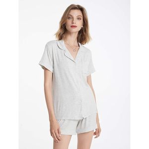 Womens Pajamas Set Short Sleeve Button Down Cotton Sleepwear Soft Nightwear Breathable Bamboo Cotton <b>Pyjamas</b> Sets <b>For</b> Young Girl - Product Image 5