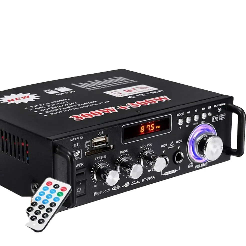 Pabrik Daya Stereo BT Radio FM 2CH Home Theater Amplifier Mini Penguat Audio Mobil Profesional