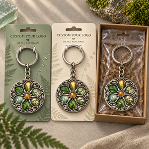 Custom Forest Botanical Translucent Enamel Keychain Antique Silver Openwork Metal Keyring OEM ODM Manufacturing - Product Image 2