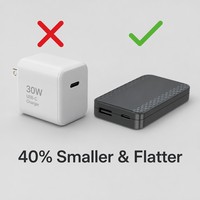 Cargador Ultrafino Resistente al Fuego PD 3.0 QC 30W para Computadoras Portátiles, Teléfonos Móviles, Tabletas, Afeitadoras Eléctricas y Autos de Juguete
