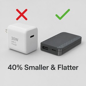 Chargeur ultra-fin ignifuge PD 3.0 QC 30W pour ordinateurs portables, téléphones portables, tablettes, rasoirs électriques et voitures miniatures - Product Image 2