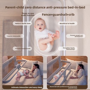 Pare-chocs <span class=keywords><strong>de</strong></span> <span class=keywords><strong>lit</strong></span> bébé 50x120cm multifonctionnel portable, <span class=keywords><strong>lit</strong></span> d'appoint pour tout-petit avec moustiquaire <span class=keywords><strong>de</strong></span> sécurité - Product Image 2